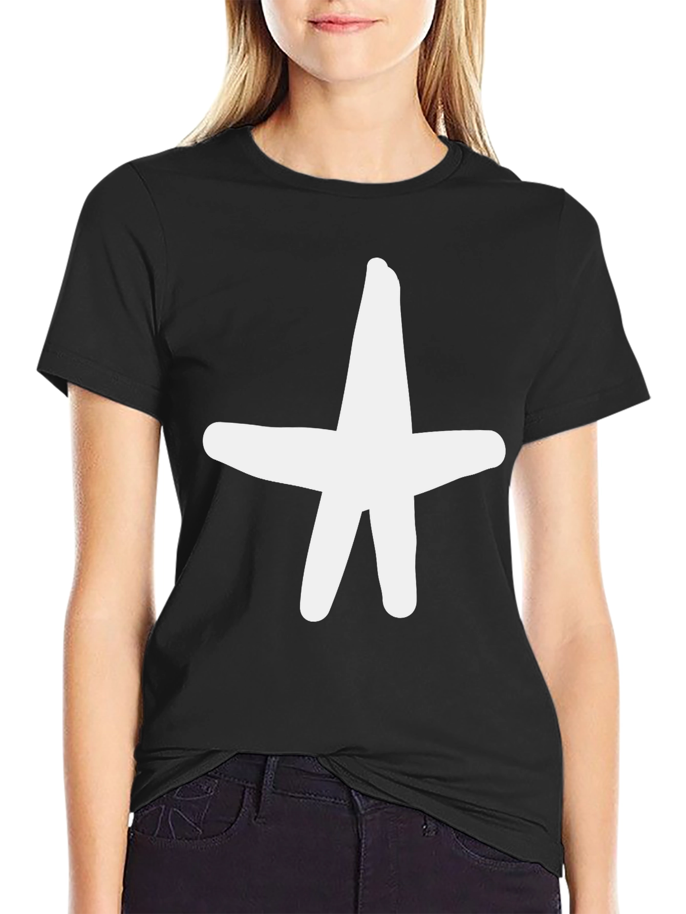 Bold Star Graphic Tee - Casual Black T-Shirt