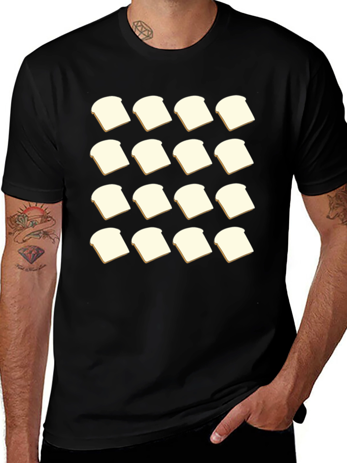 Bread Slice Pattern T-Shirt - Foodie Fashion
