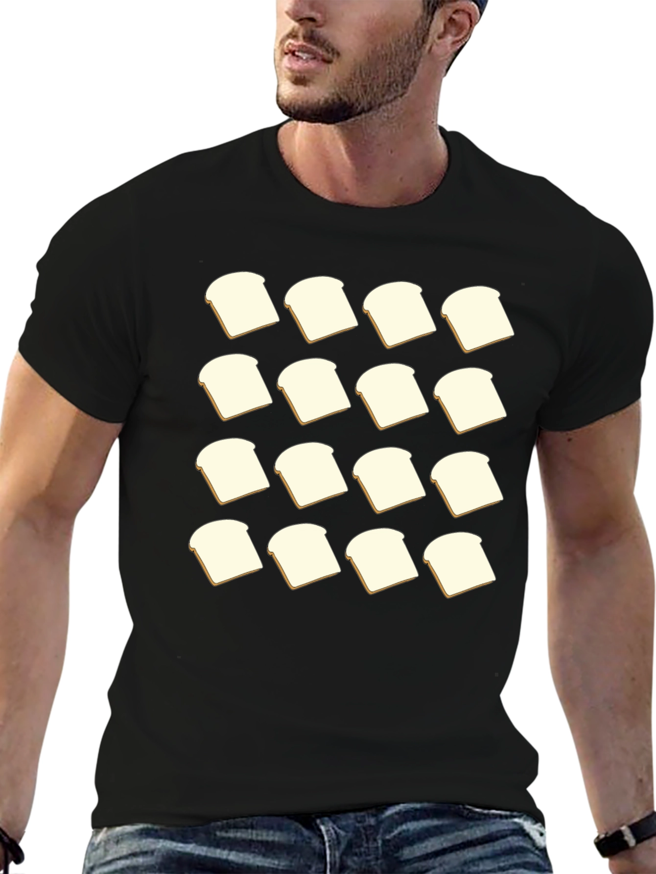 Bread Slice Pattern T-Shirt - Foodie Fashion