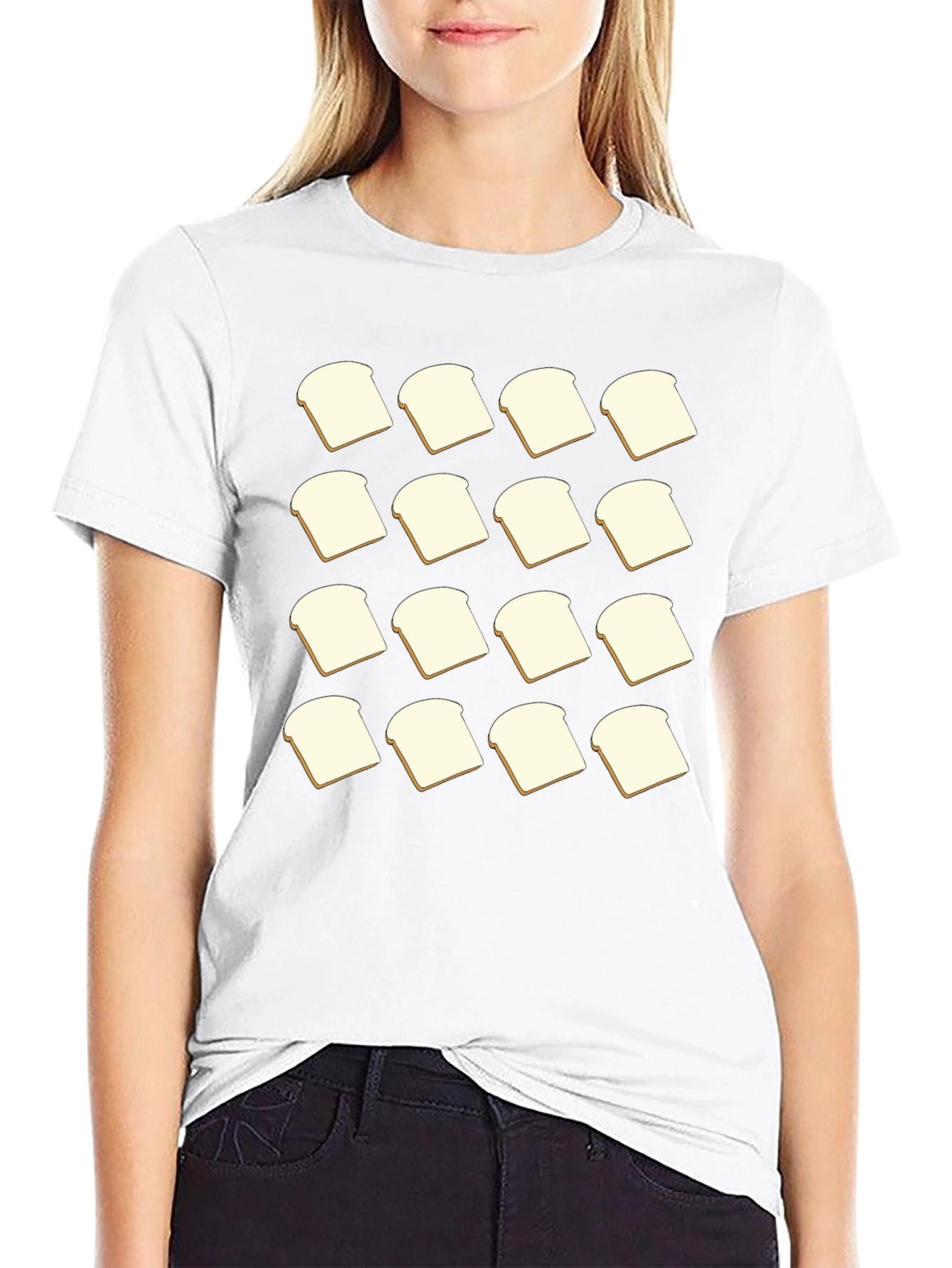 Bread Slice Pattern T-Shirt - Foodie Fashion