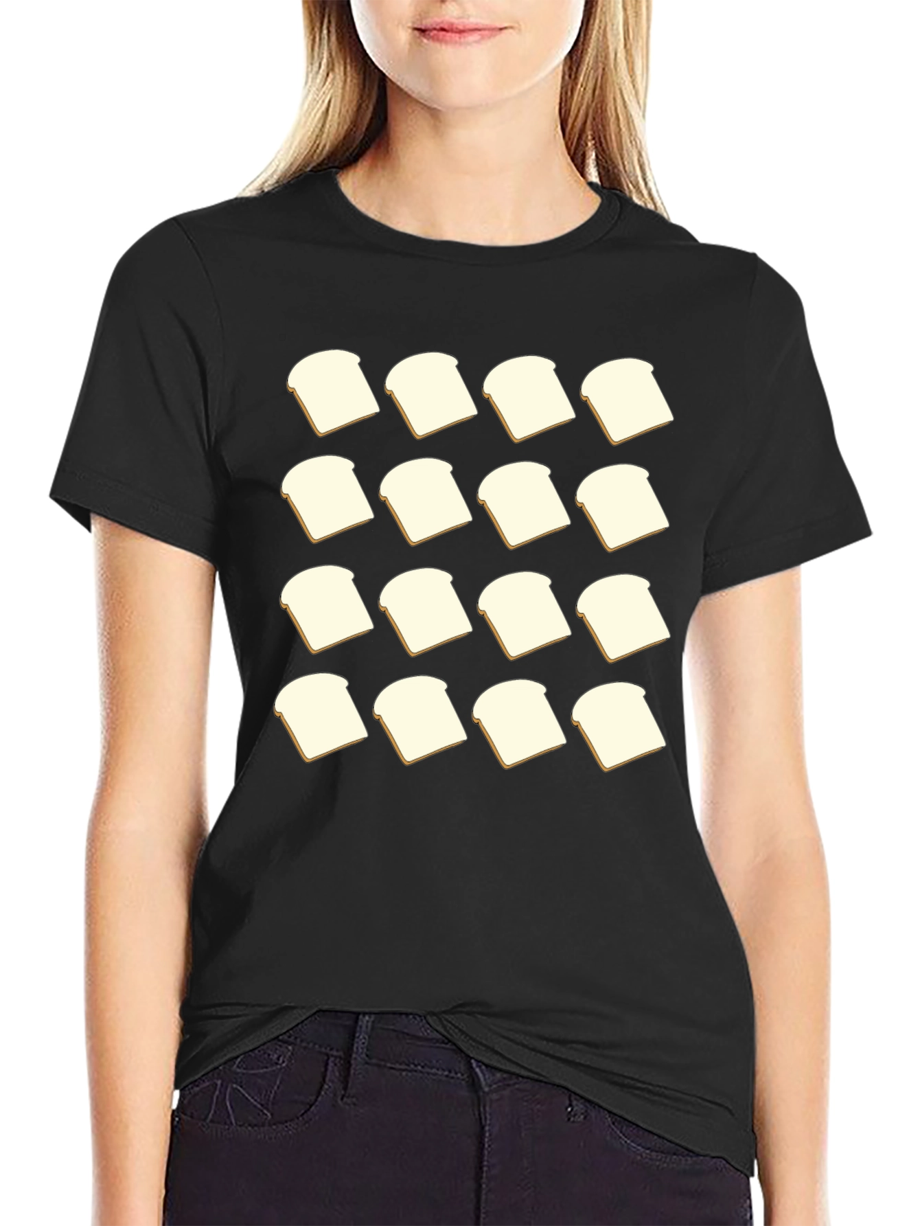 Bread Slice Pattern T-Shirt - Foodie Fashion
