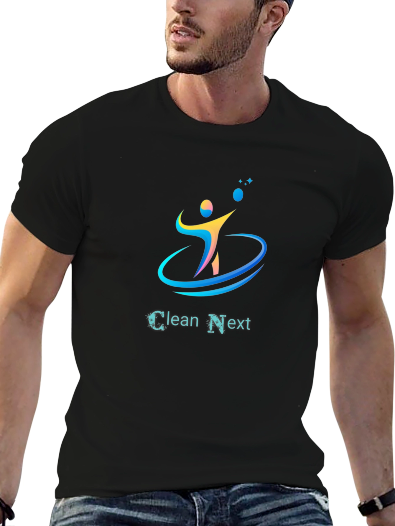 Clean Next Black Graphic Tee - Modern Style