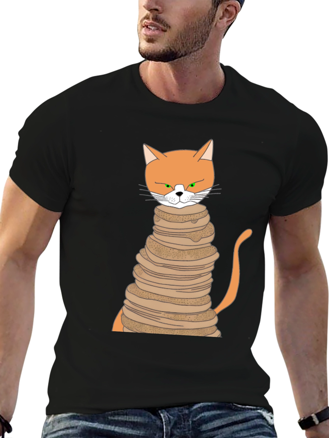 Cat Pancake Stack T-Shirt - Funny Novelty Tee