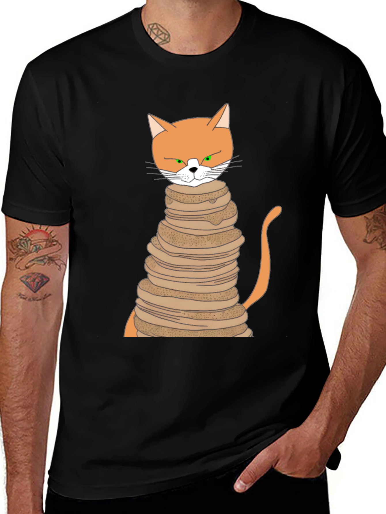 Cat Pancake Stack T-Shirt - Funny Novelty Tee