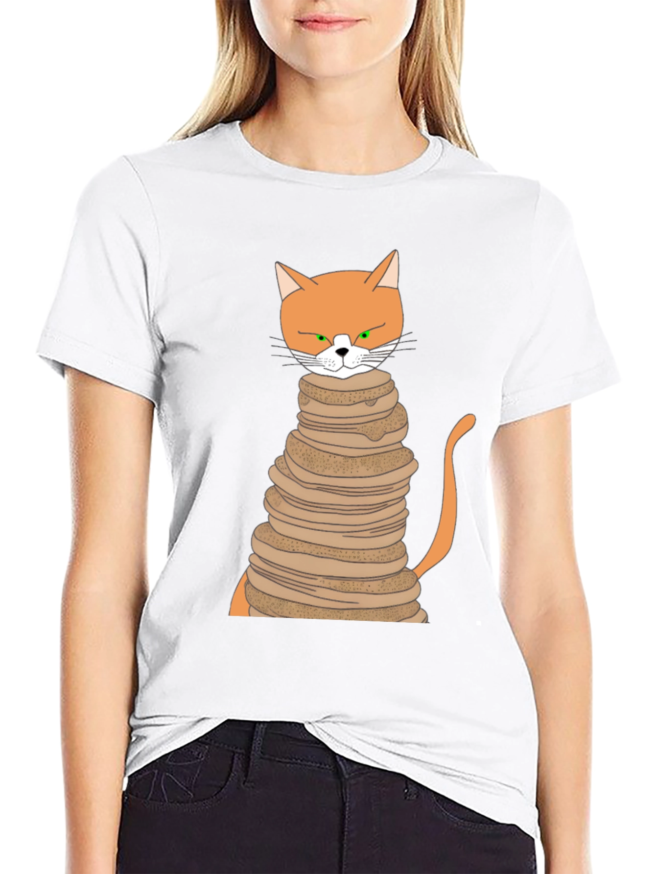 Cat Pancake Stack T-Shirt - Funny Novelty Tee