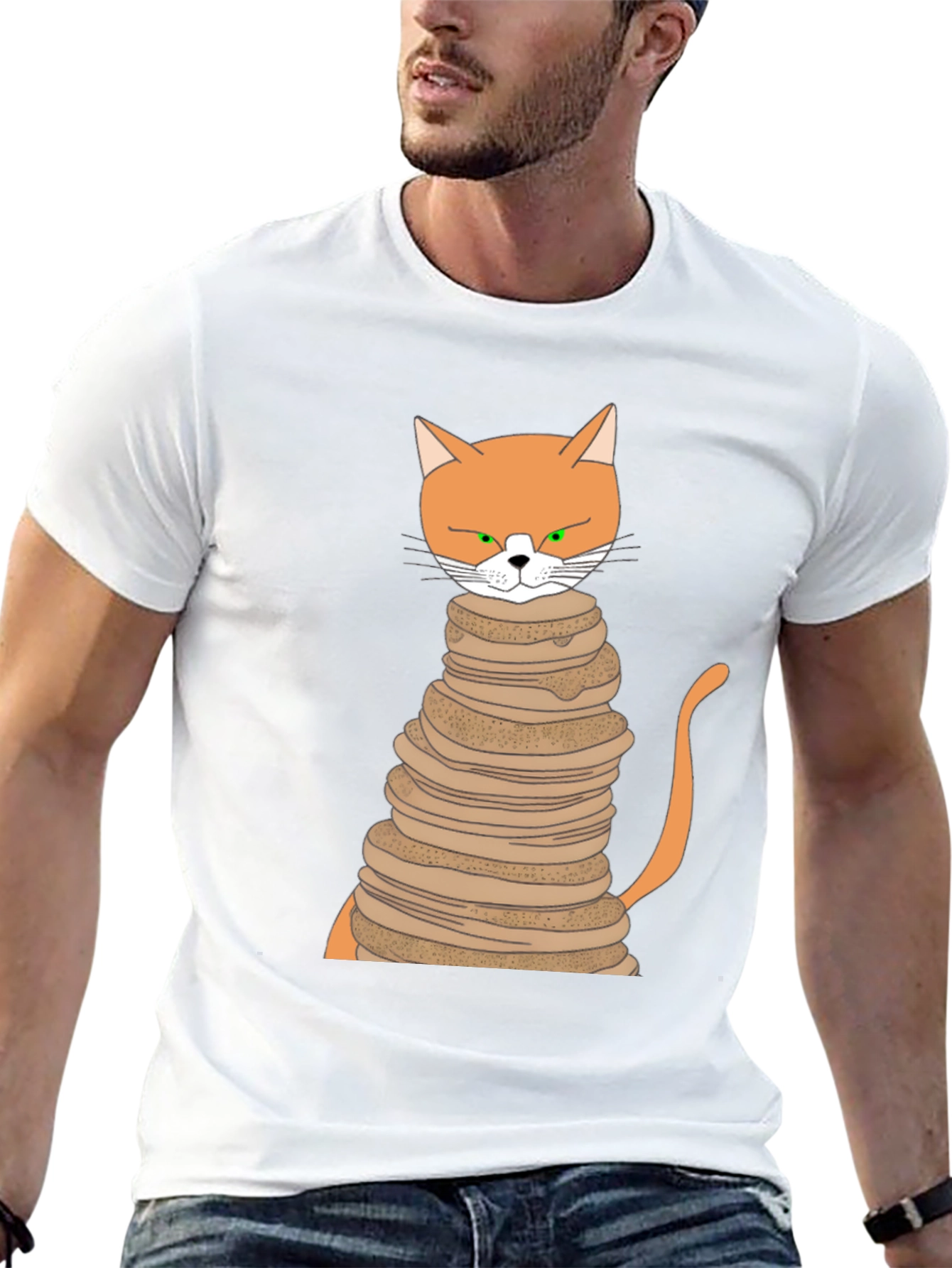 Cat Pancake Stack T-Shirt - Funny Novelty Tee