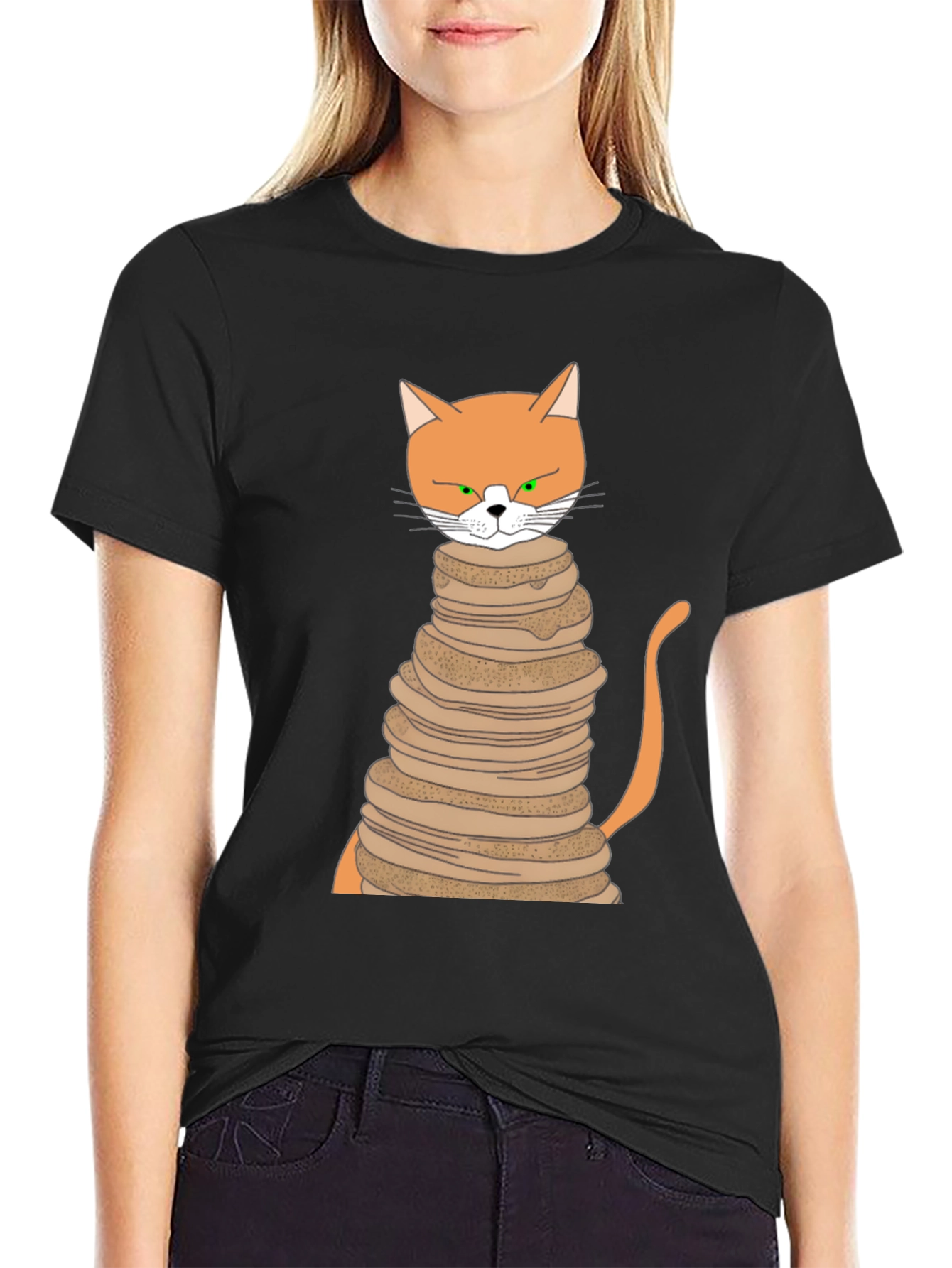 Cat Pancake Stack T-Shirt - Funny Novelty Tee