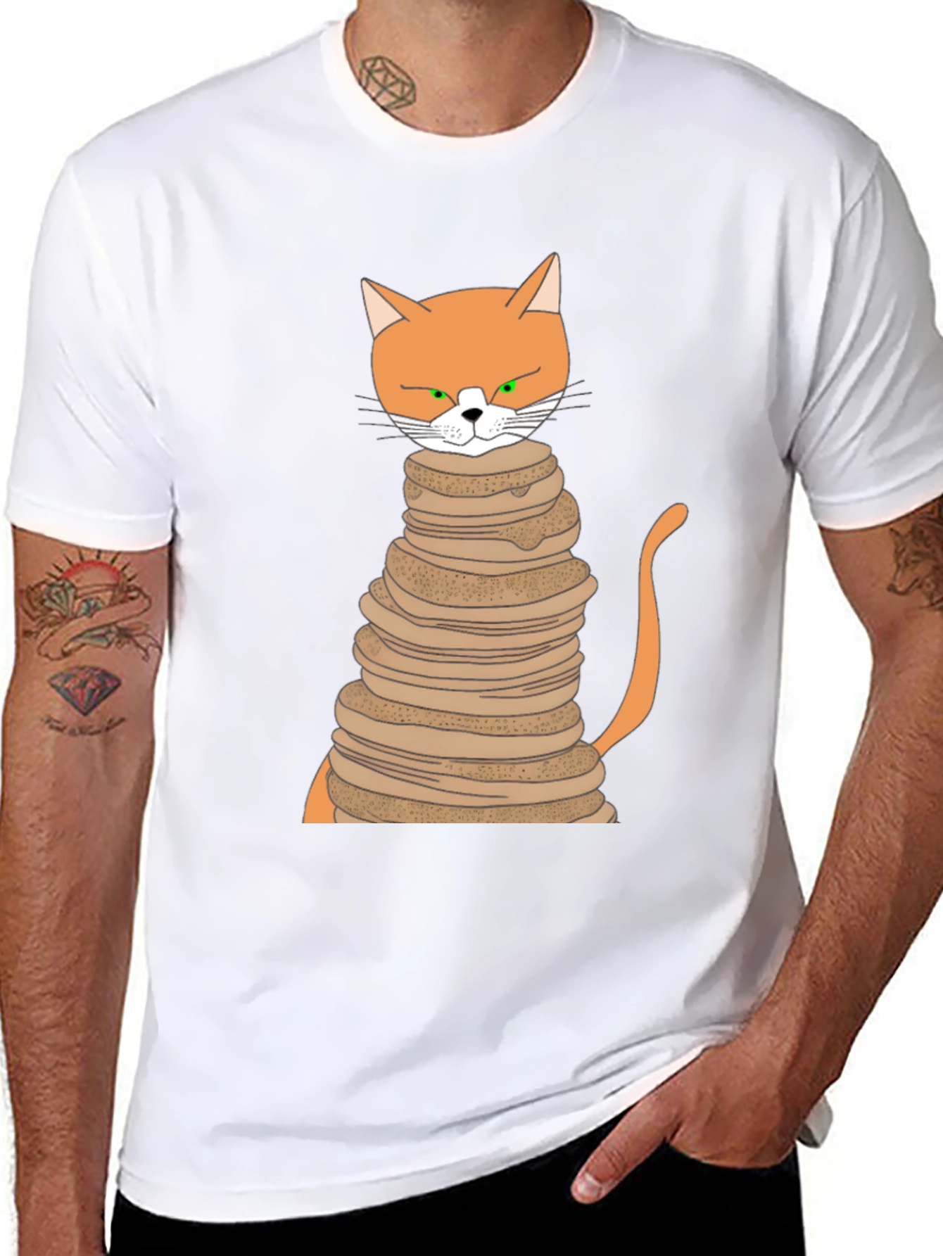 Cat Pancake Stack T-Shirt - Funny Novelty Tee