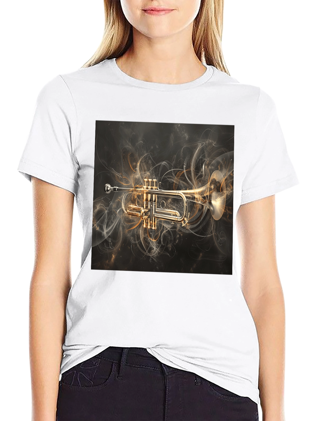 Trumpet Graphic Tee - Music Lovers Black T-Shirt