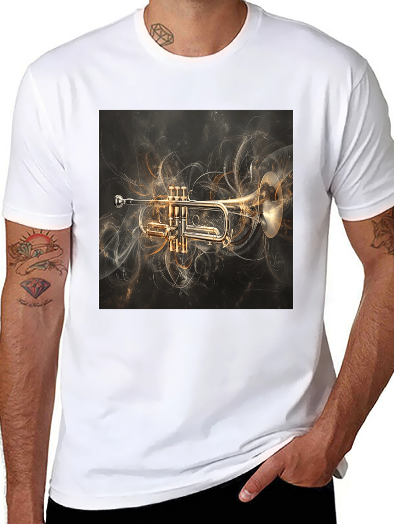 Trumpet Graphic Tee - Music Lovers Black T-Shirt