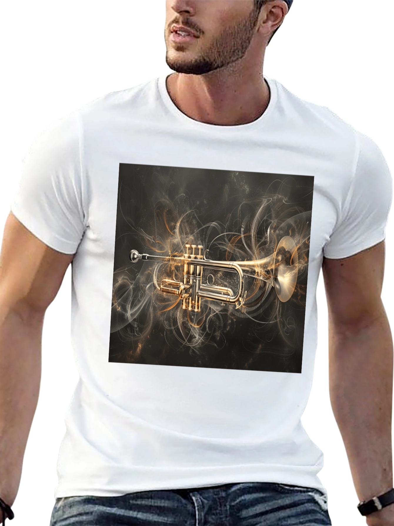 Trumpet Graphic Tee - Music Lovers Black T-Shirt
