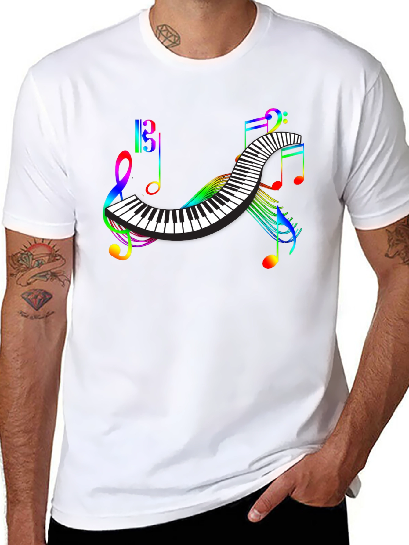 Rainbow Music Notes Piano T-Shirt