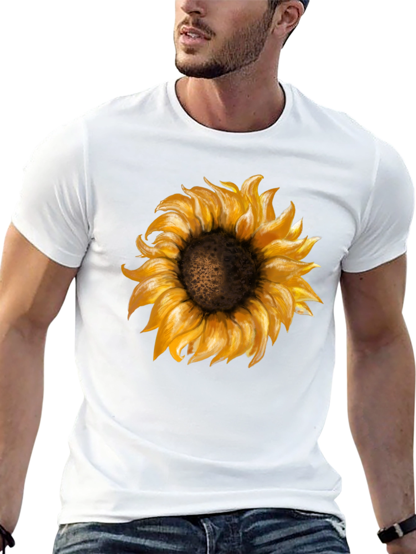 Sunflower Graphic Print Black T-Shirt