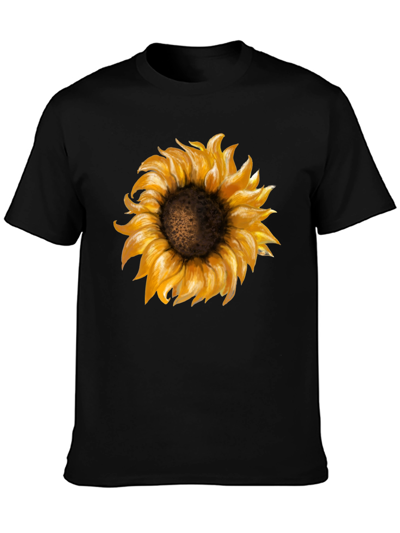 Sunflower Graphic Print Black T-Shirt