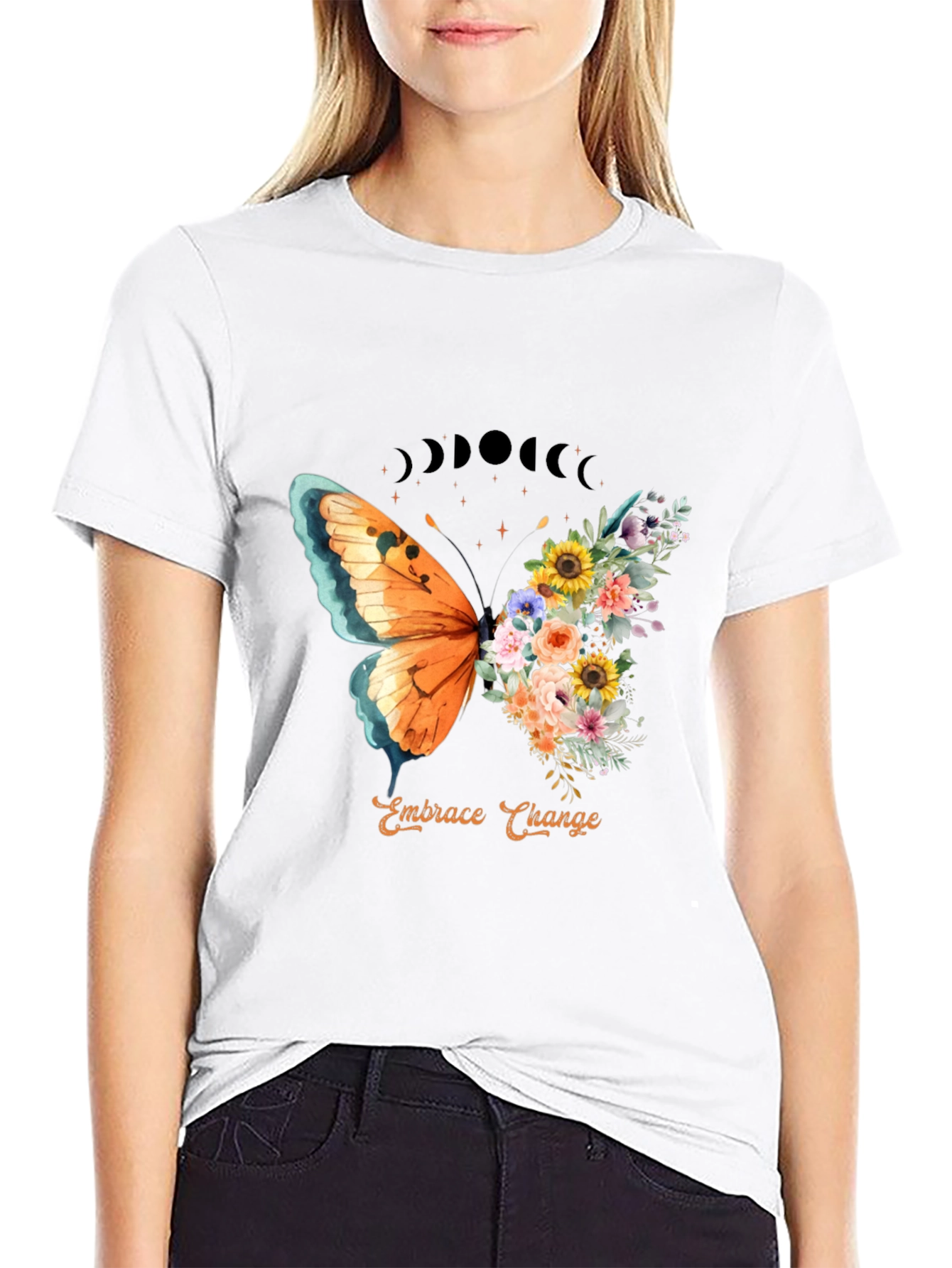 Embrace Change Butterfly Floral Graphic Tee