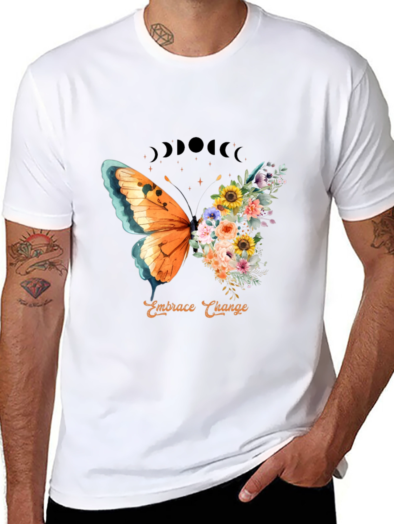 Embrace Change Butterfly Floral Graphic Tee