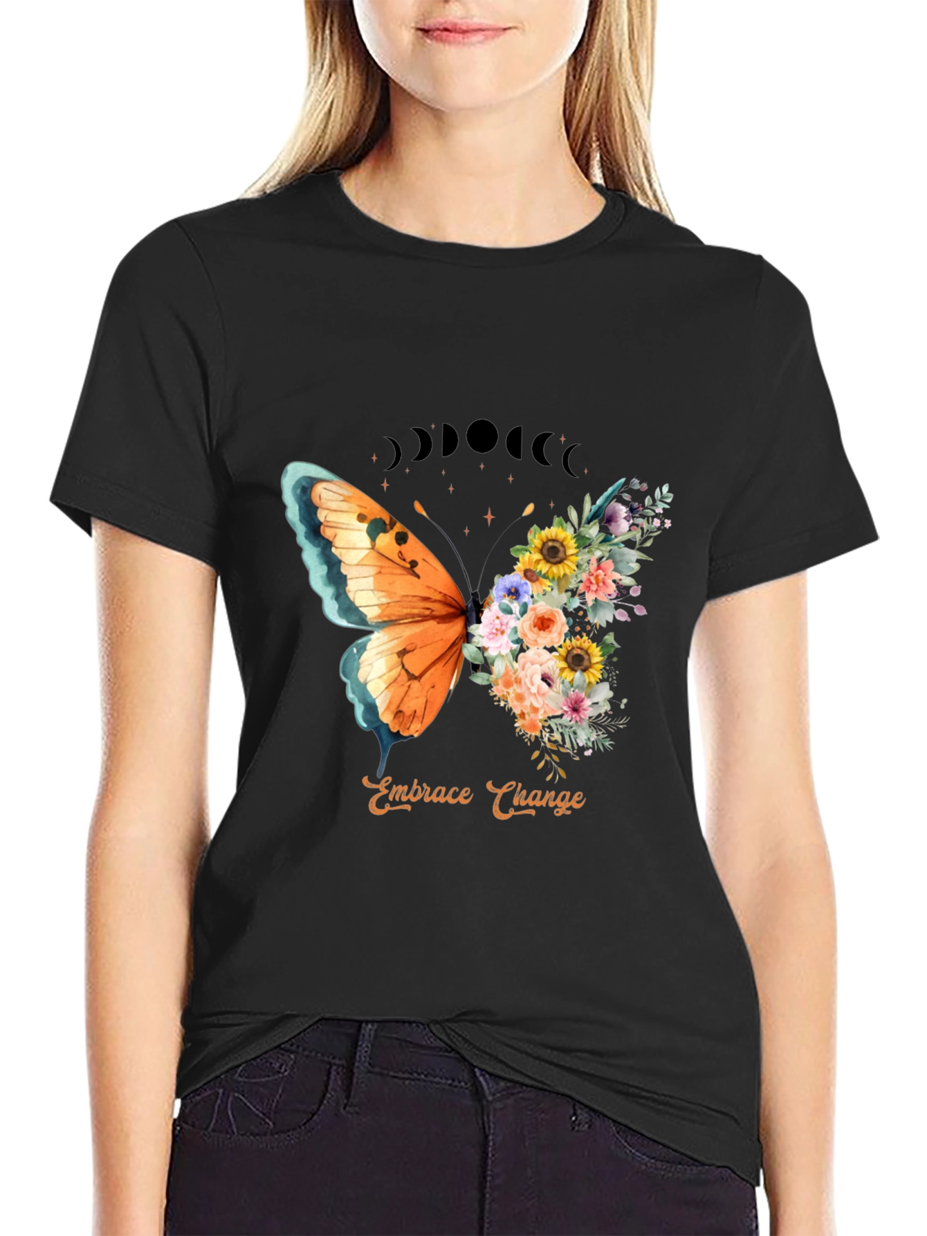 Embrace Change Butterfly Floral Graphic Tee