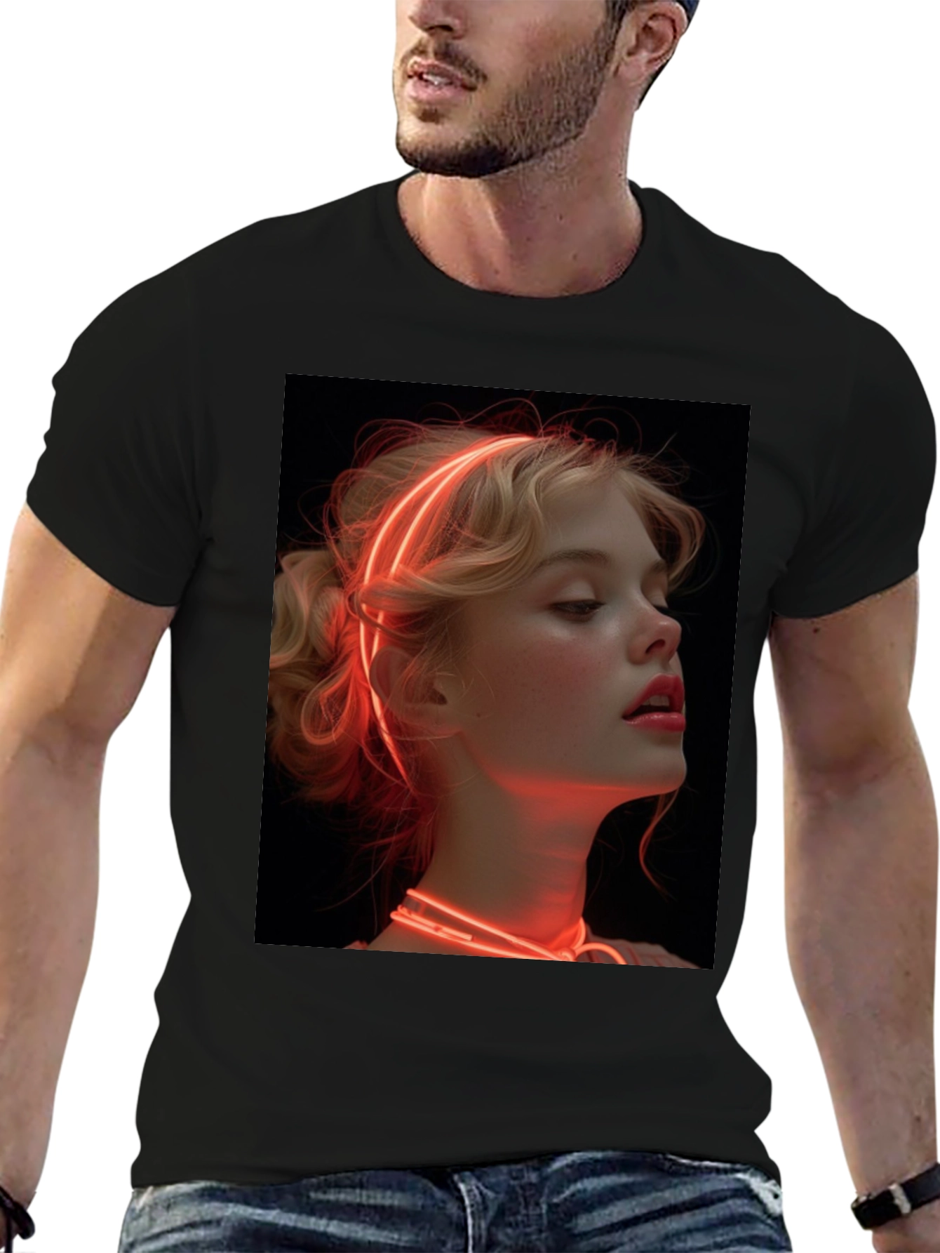 Neon Glow Girl T-Shirt - Unique Graphic Tee