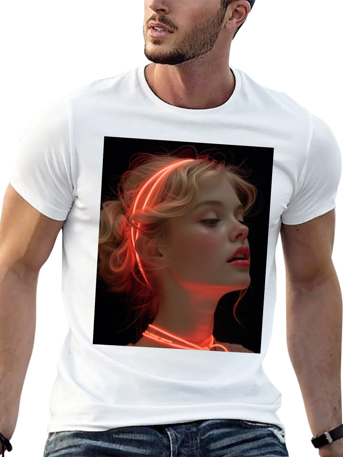 Neon Glow Girl T-Shirt - Unique Graphic Tee