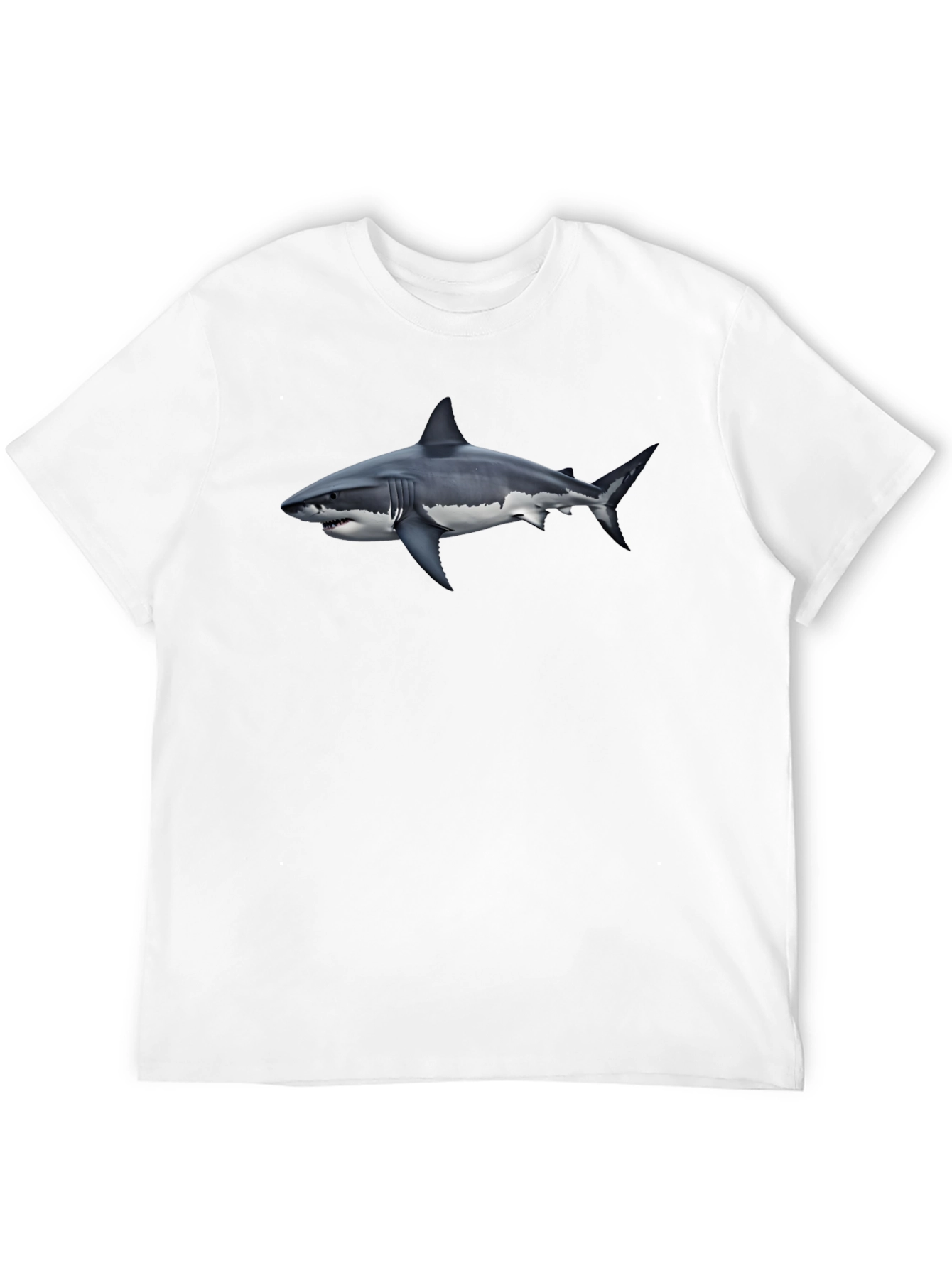 Great White Shark Graphic Tee - Black Cotton Shirt
