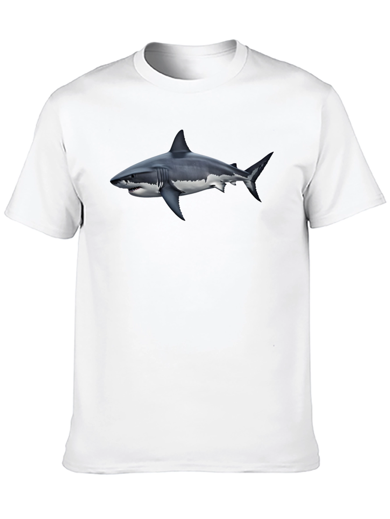 Great White Shark Graphic Tee - Black Cotton Shirt