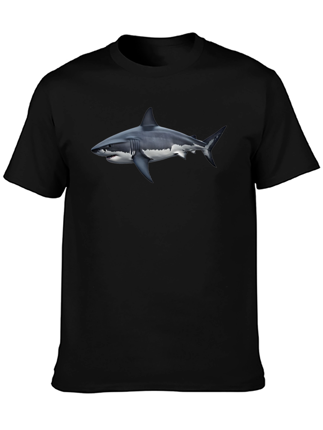 Great White Shark Graphic Tee - Black Cotton Shirt
