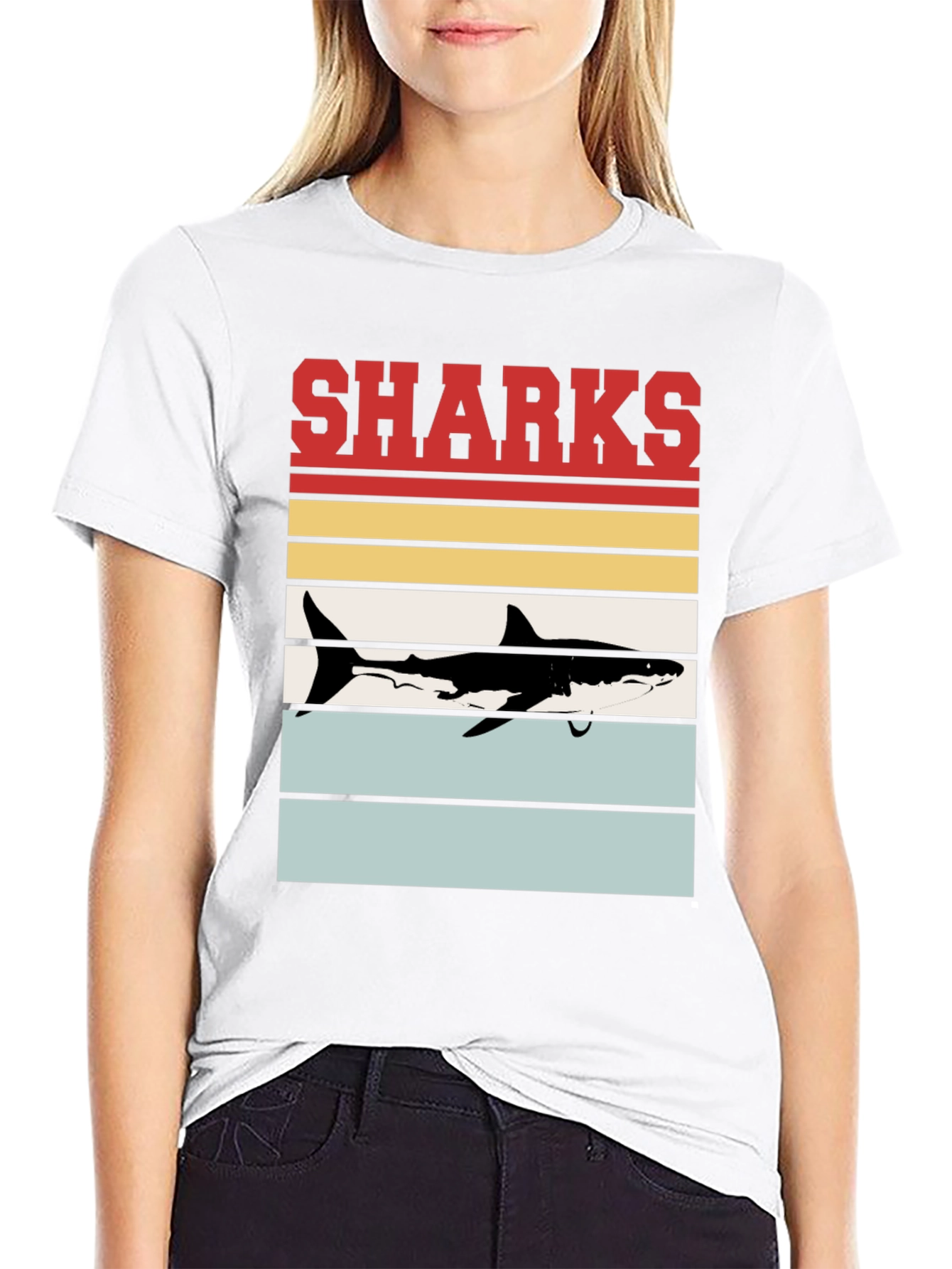 Retro Sharks Graphic T-Shirt - Cool Sea Life Tee