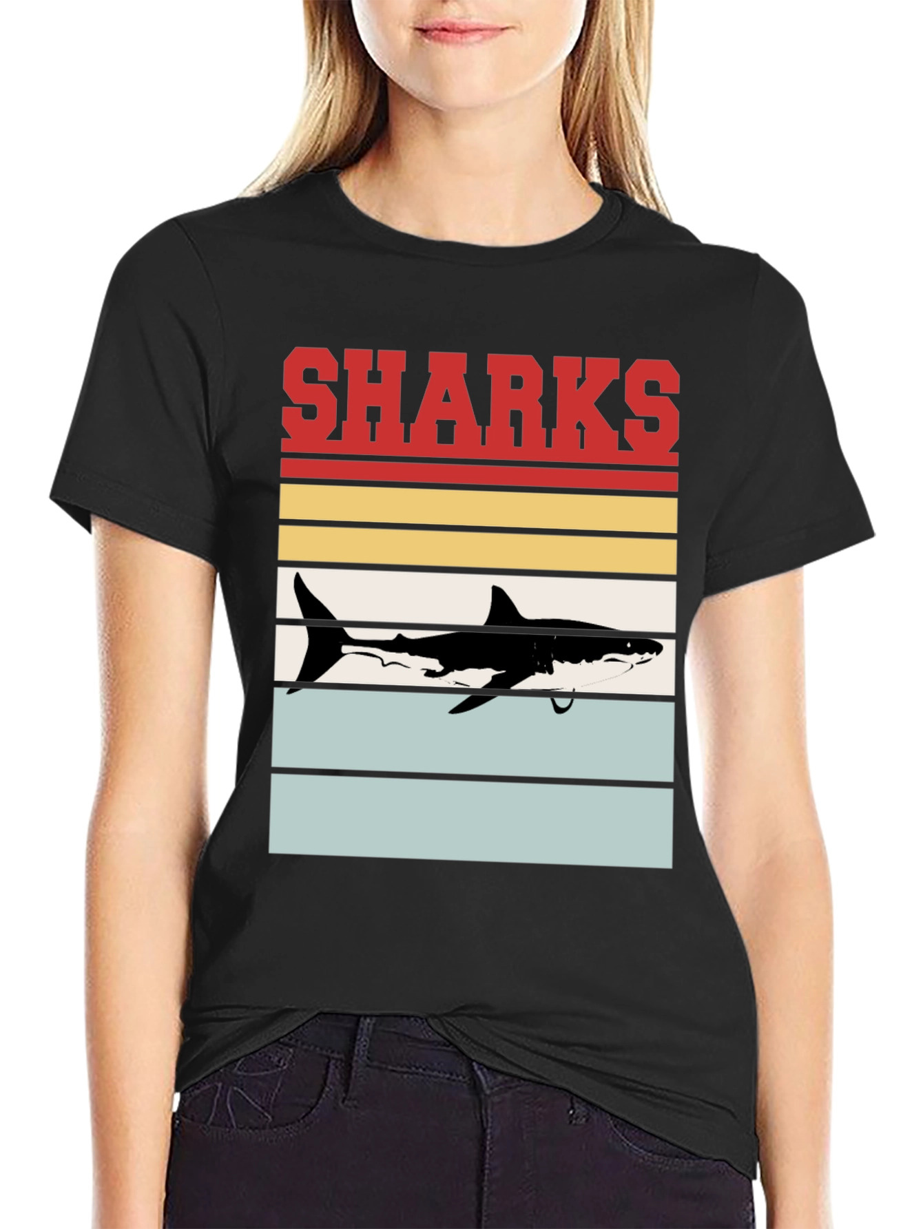 Retro Sharks Graphic T-Shirt - Cool Sea Life Tee