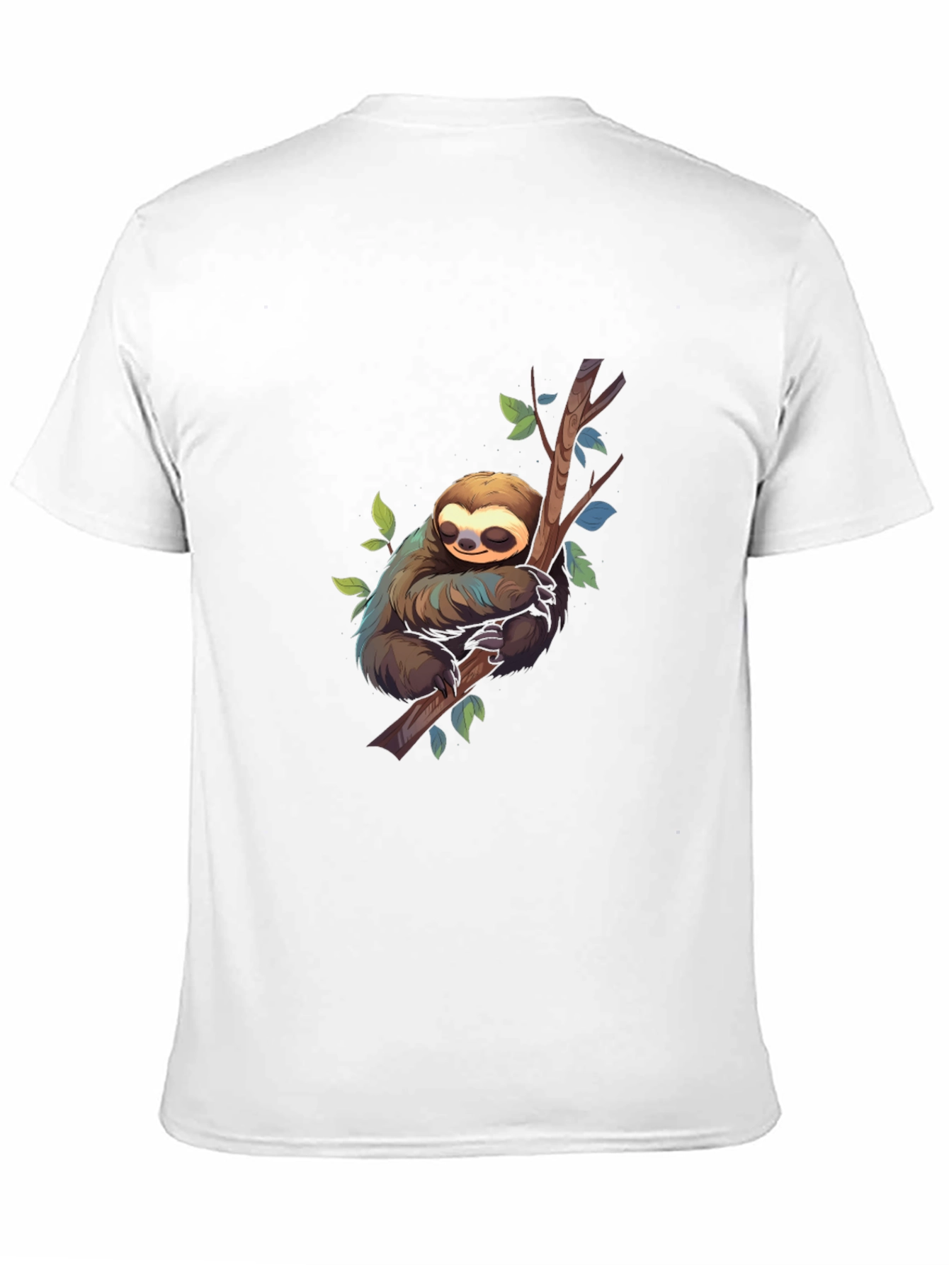 Cute Sloth on Branch Black T-Shirt