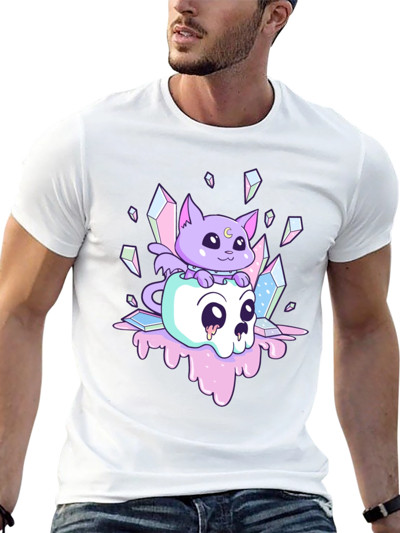 Cute Kawaii Cat Skull T-Shirt