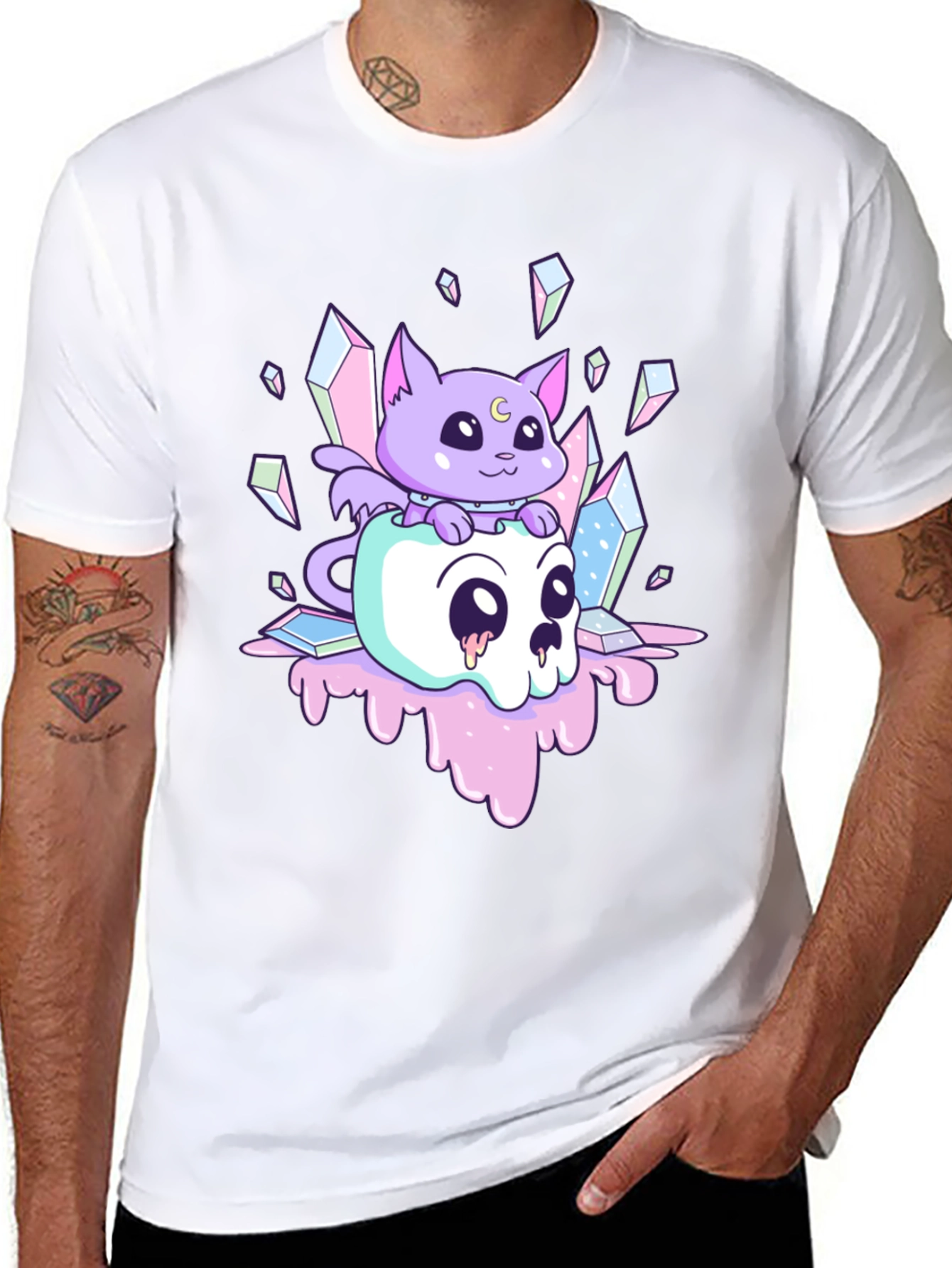 Cute Kawaii Cat Skull T-Shirt