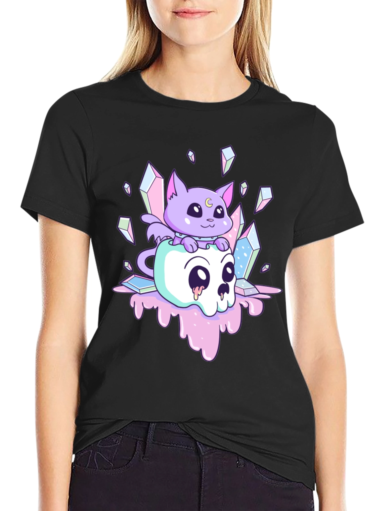 Cute Kawaii Cat Skull T-Shirt