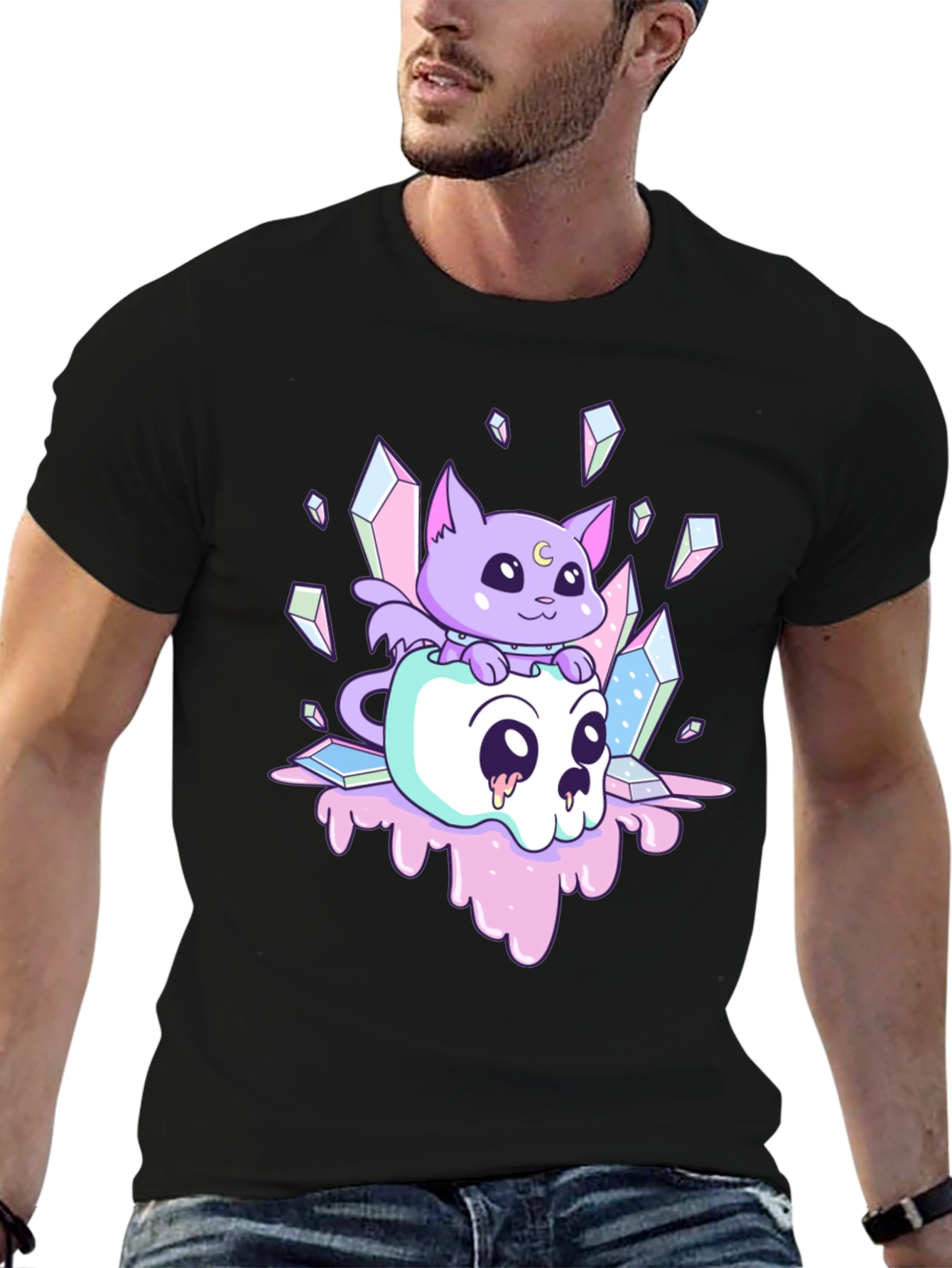 Cute Kawaii Cat Skull T-Shirt
