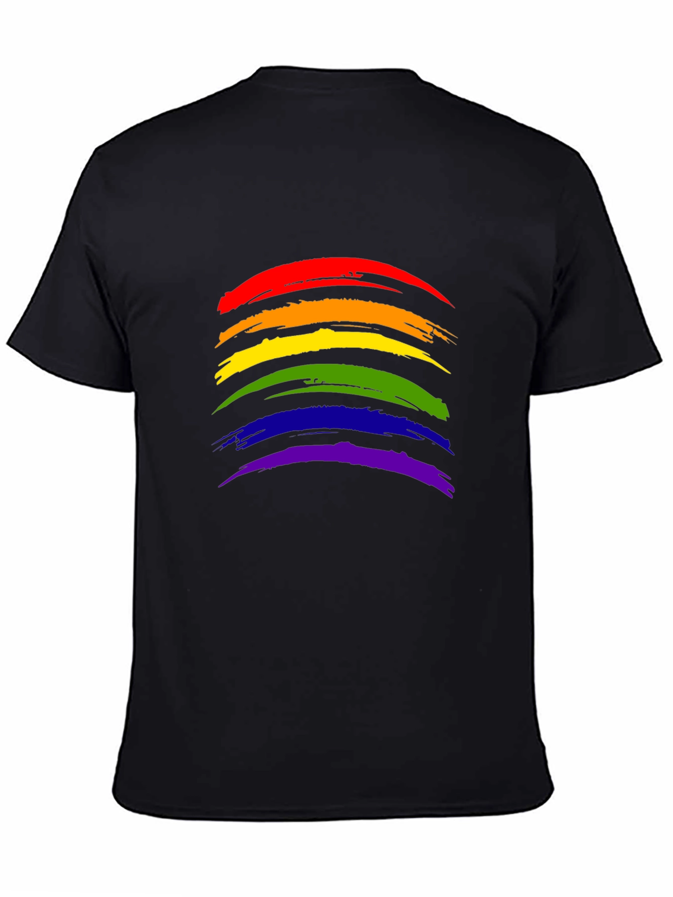 Pride Rainbow Brushstroke Black T-Shirt