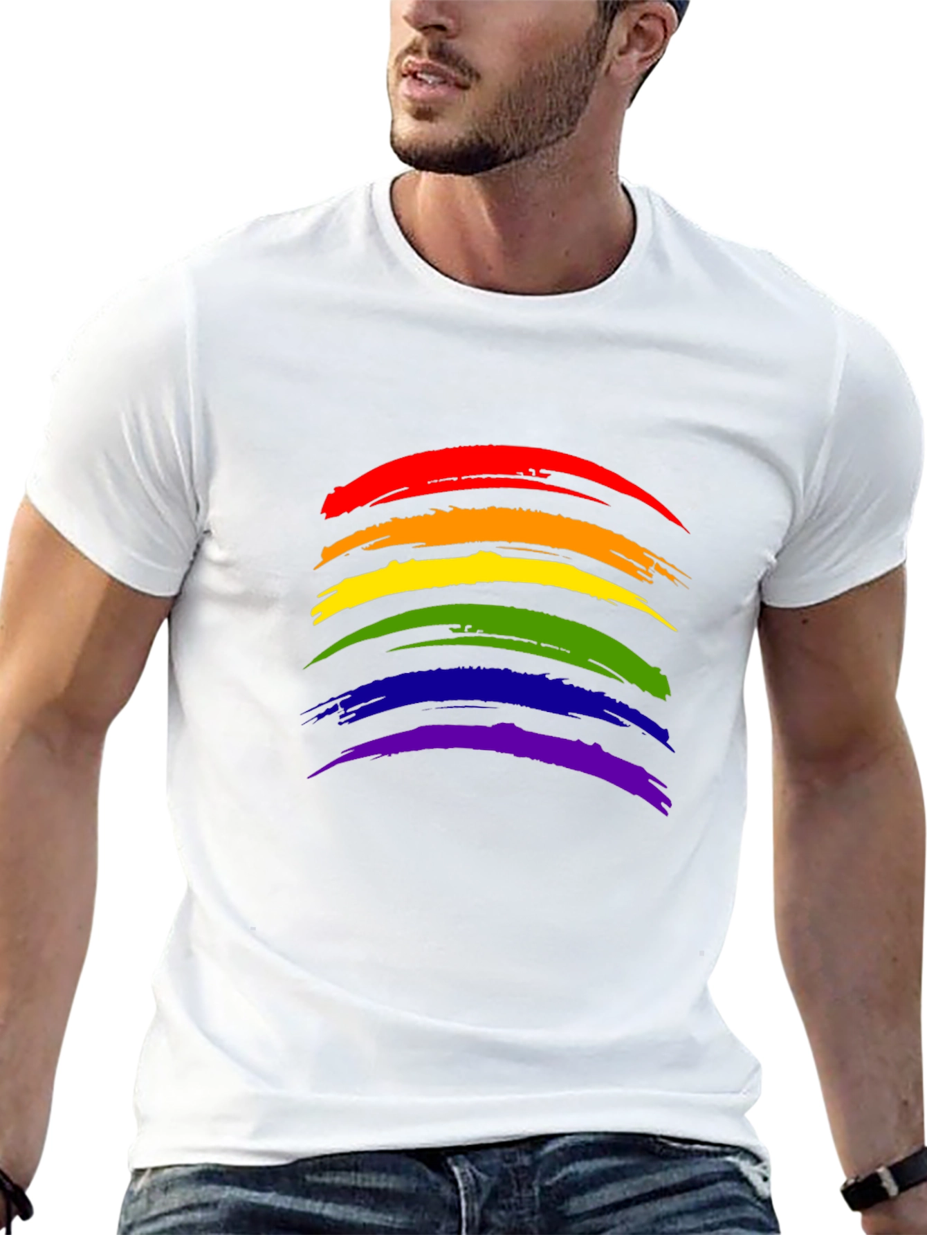 Pride Rainbow Brushstroke Black T-Shirt