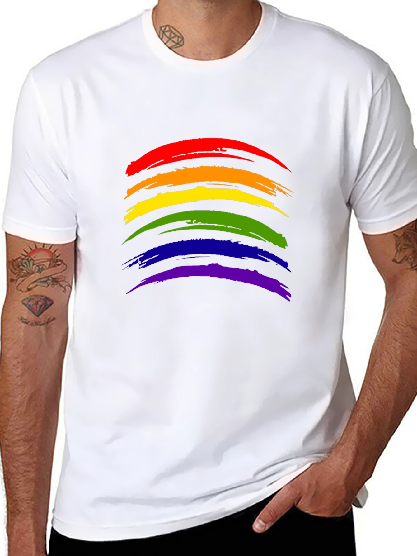 Pride Rainbow Brushstroke Black T-Shirt