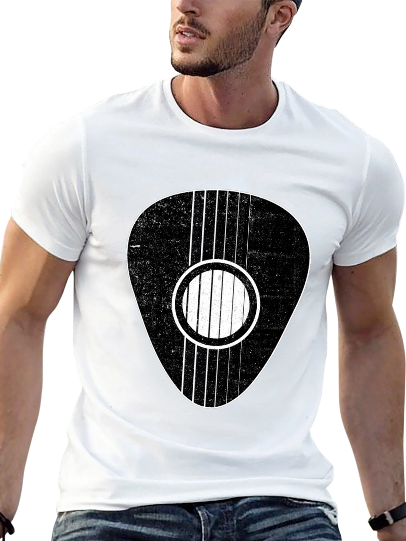 Guitar Pick Graphic Tee - Black Cotton