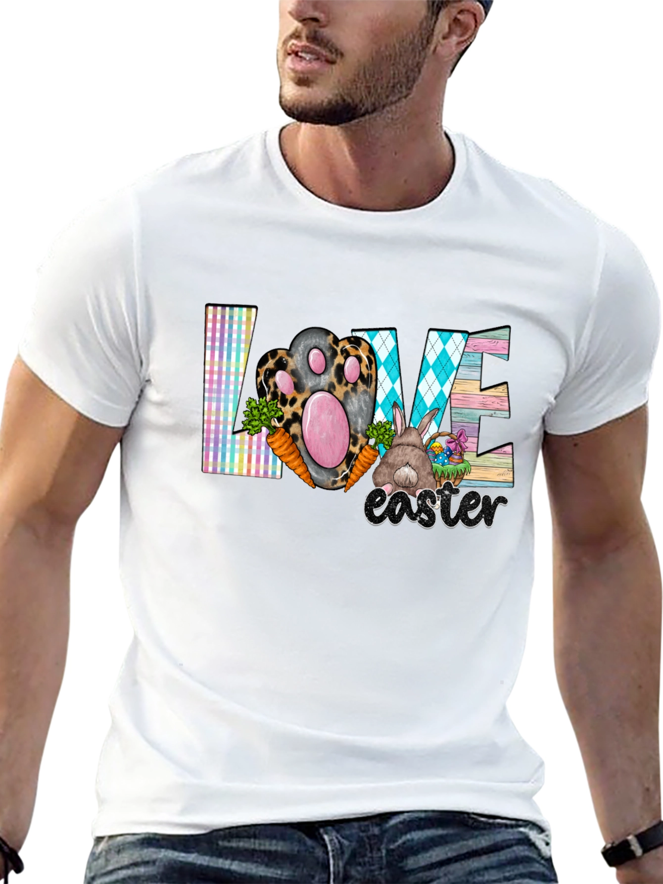 Easter Love T-Shirt Cute Bunny Paw Graphic Tee