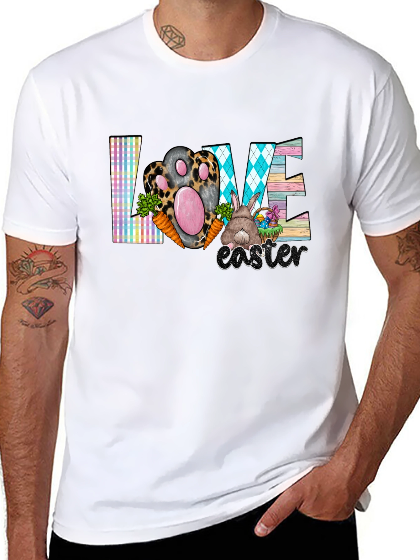 Easter Love T-Shirt Cute Bunny Paw Graphic Tee