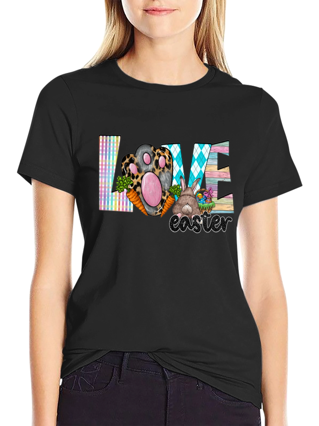 Easter Love T-Shirt Cute Bunny Paw Graphic Tee
