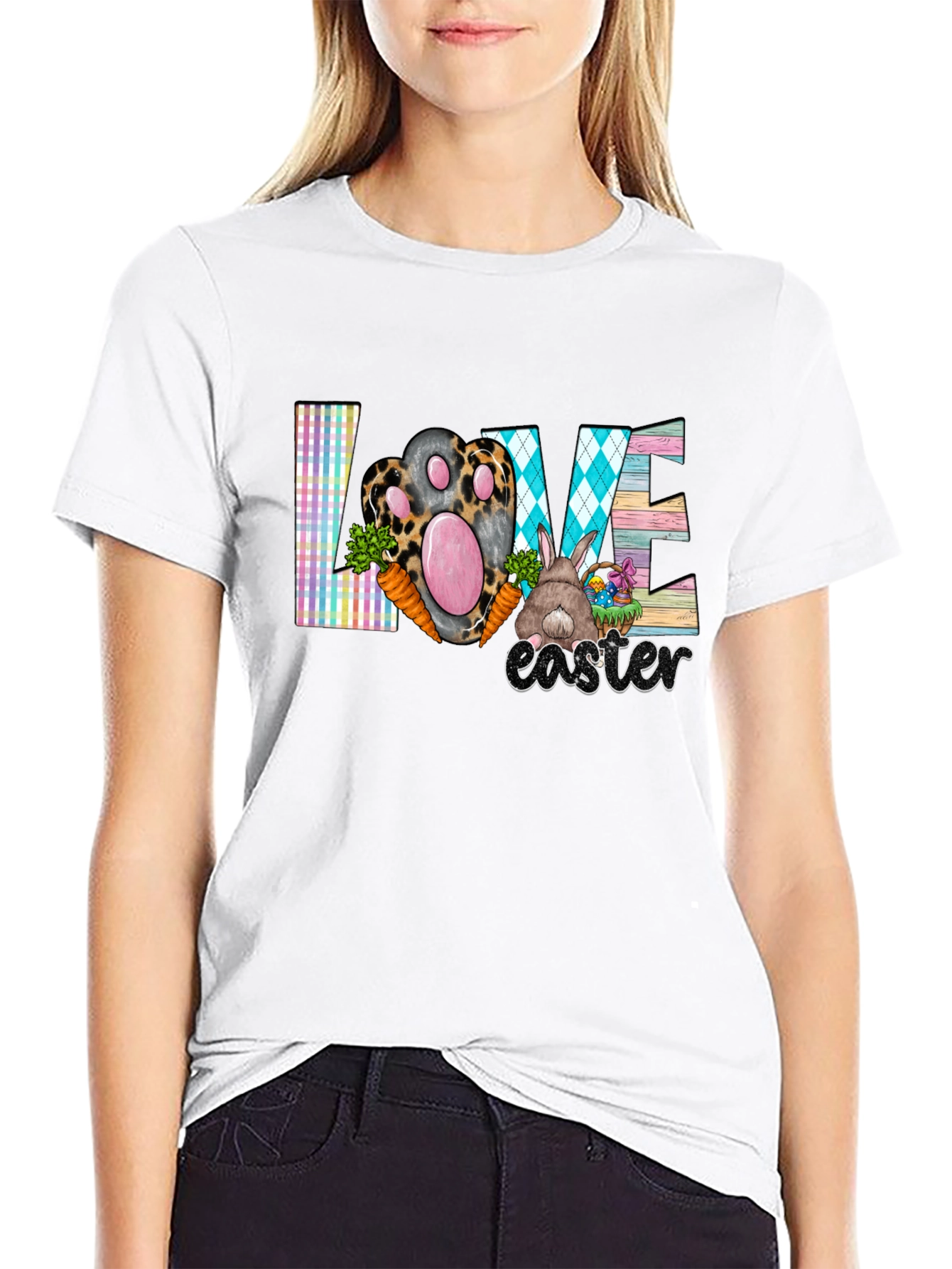 Easter Love T-Shirt Cute Bunny Paw Graphic Tee