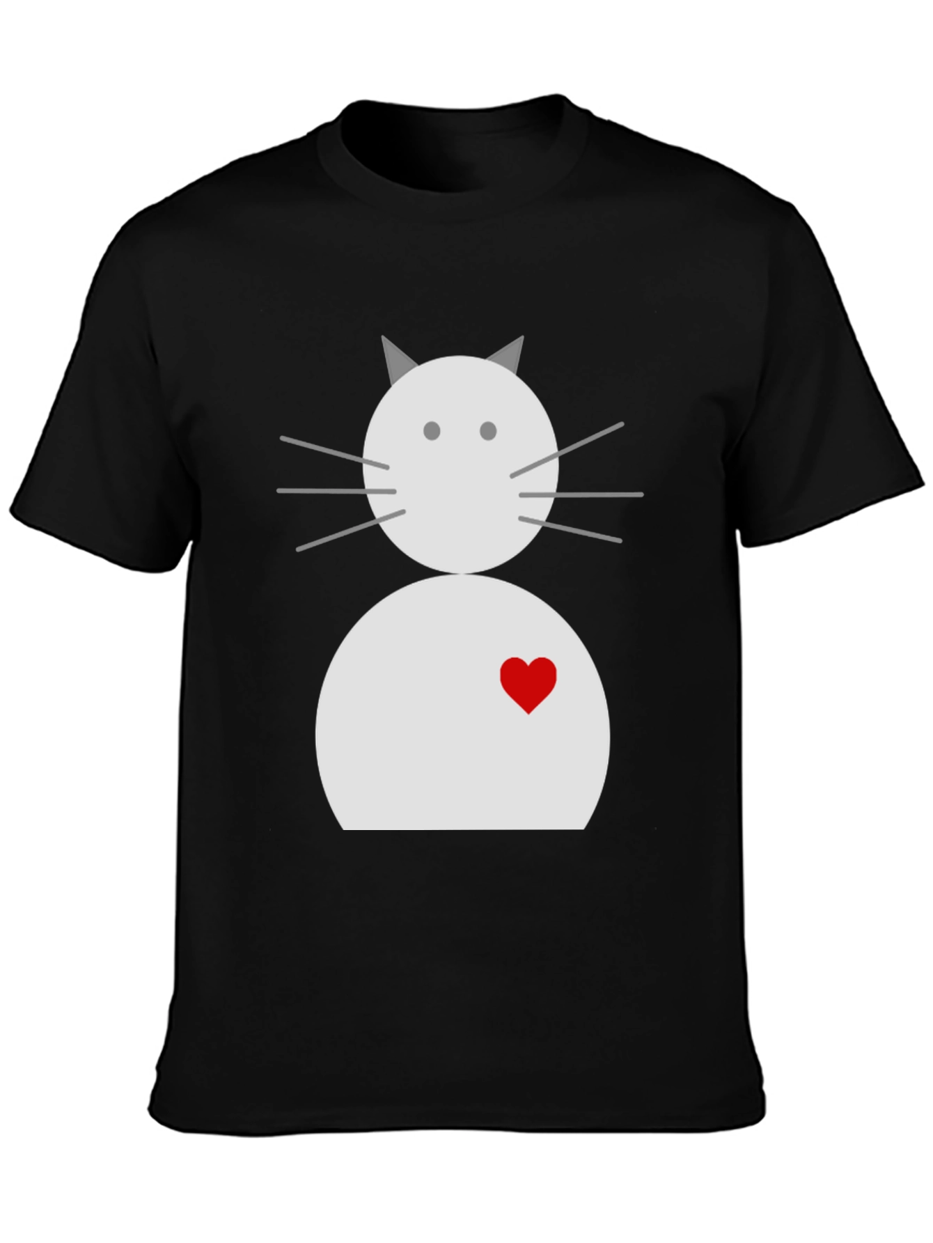 Cute Cat with Heart Black T-Shirt