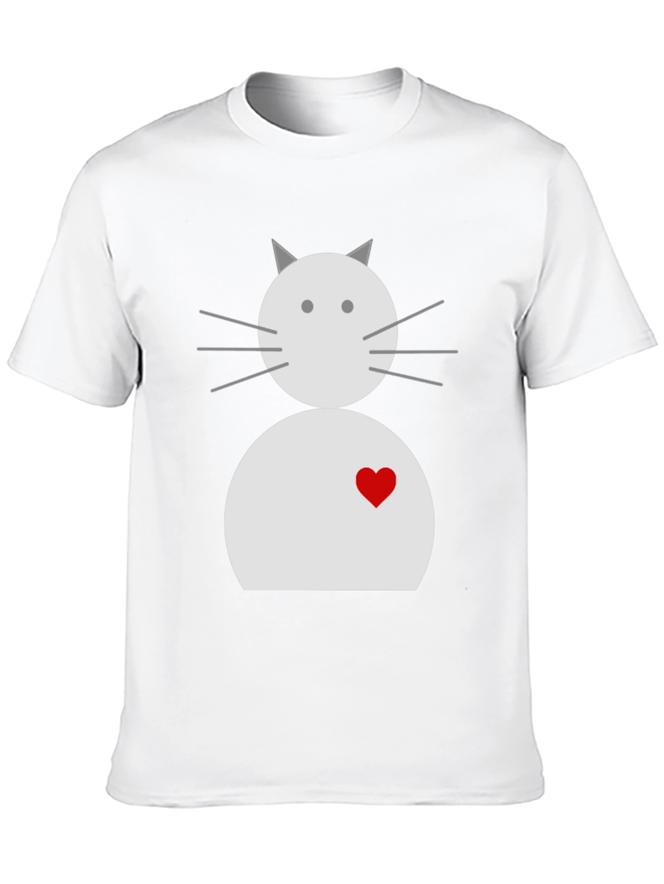Cute Cat with Heart Black T-Shirt