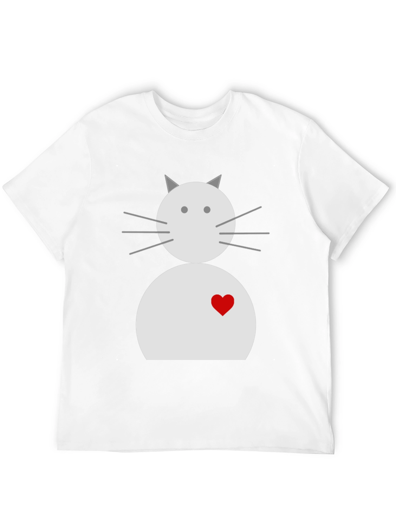 Cute Cat with Heart Black T-Shirt