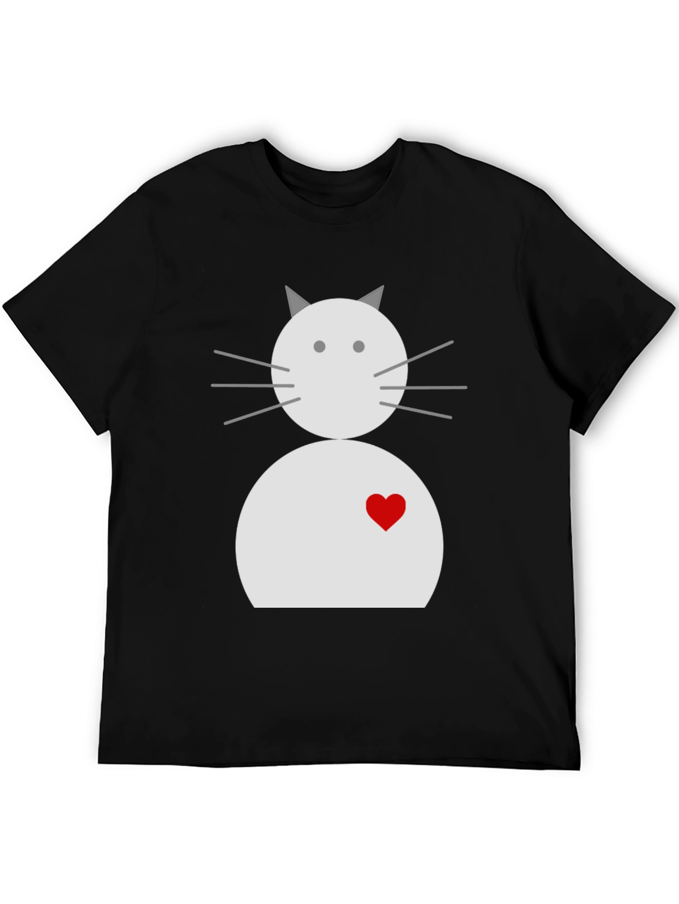 Cute Cat with Heart Black T-Shirt