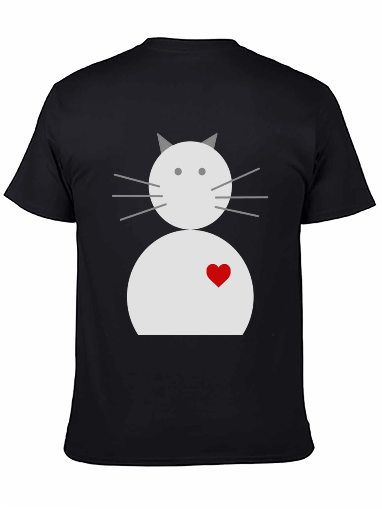 Cute Cat with Heart Black T-Shirt