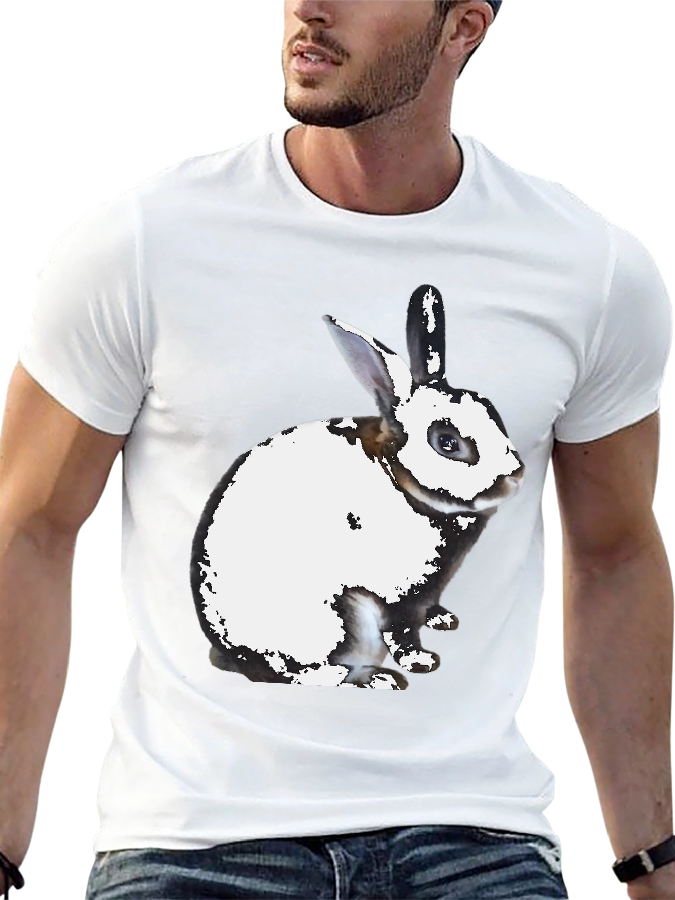 Rabbit Graphic Print Crew Neck T-Shirt