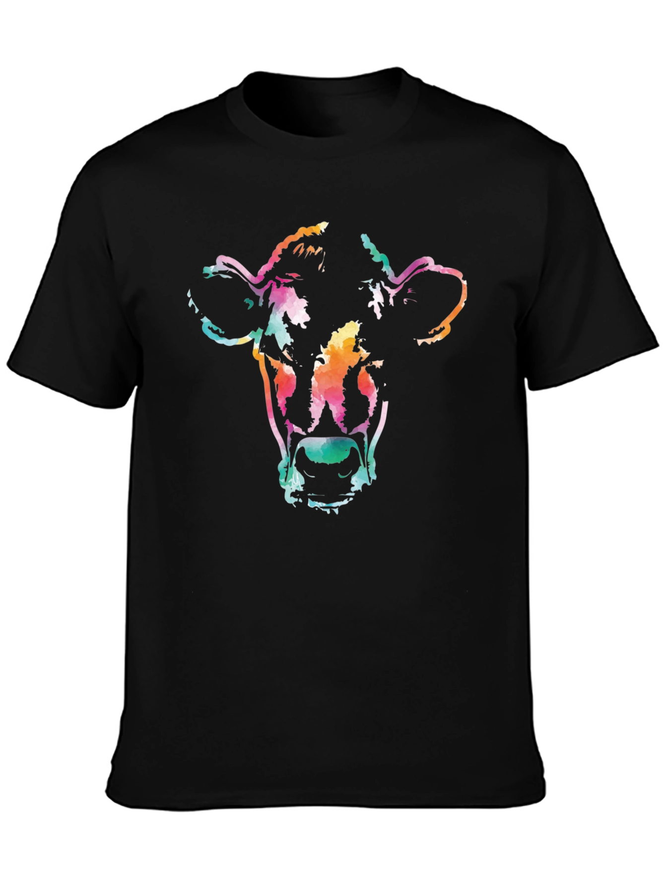 Vibrant Cow Graphic Tee - Unisex Black T-Shirt