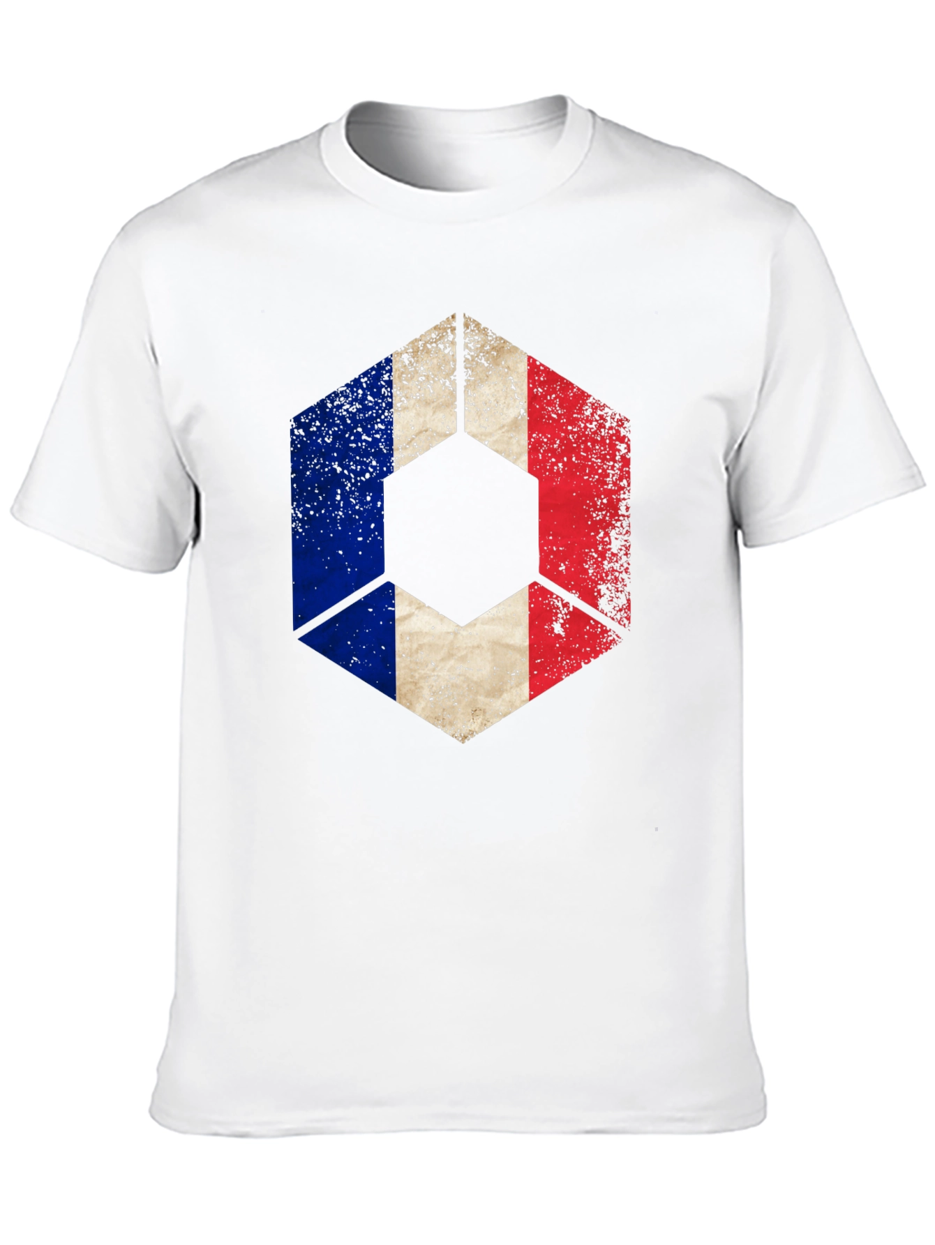 French Flag Hexagon Graphic Tee - Black Casual Shirt