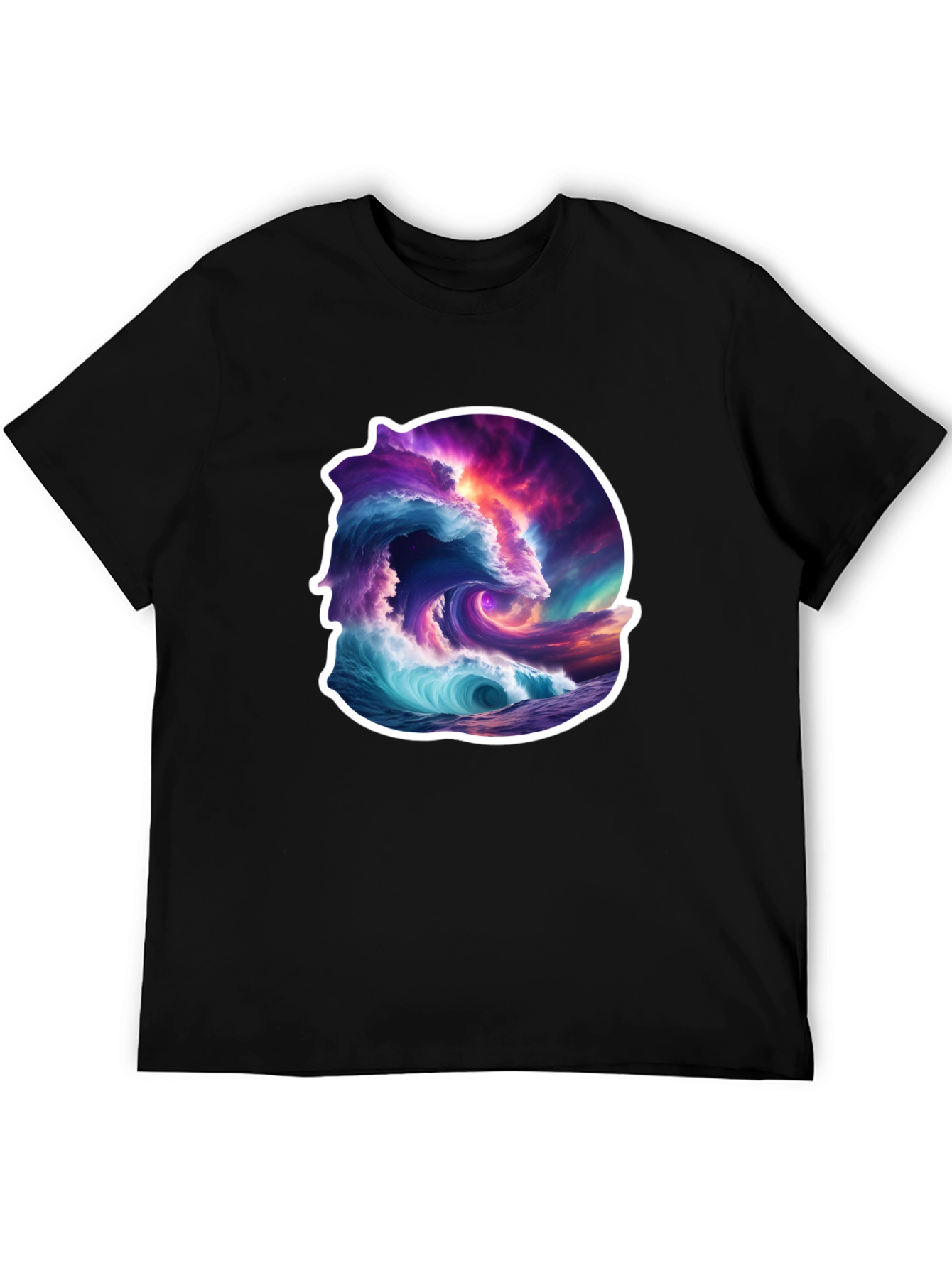 Ocean Wave Art Graphic Black T-Shirt